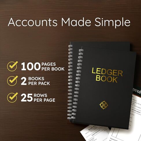 Zeno Ledger Book - 2 كتب محاسبة ليدجر للأعمال التجارية الصغيرة ، مخطط التمويل ، تعقب النفقات ، دفتر سجلات مسك الدفاتر ، جهاز تتبع الحساب ، دفتر جدول البيانات - Black in Kuwait