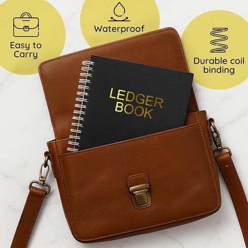 Zeno Ledger Book - 2 كتب محاسبة ليدجر للأعمال التجارية الصغيرة ، مخطط التمويل ، تعقب النفقات ، دفتر سجلات مسك الدفاتر ، جهاز تتبع الحساب ، دفتر جدول البيانات - Black in Kuwait