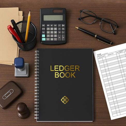 Zeno Ledger Book - 2 كتب محاسبة ليدجر للأعمال التجارية الصغيرة ، مخطط التمويل ، تعقب النفقات ، دفتر سجلات مسك الدفاتر ، جهاز تتبع الحساب ، دفتر جدول البيانات - Black in Kuwait