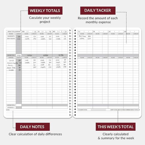 Income and Expense Log Book - Bookkeeping Record Book/Tracker/Small Business Ledger Book & Accounting, 8.5" x 10.5", Undated Record Book＆ Business Ledger, Durable Polypropylene Cover（Red) in Saudi Arabia
