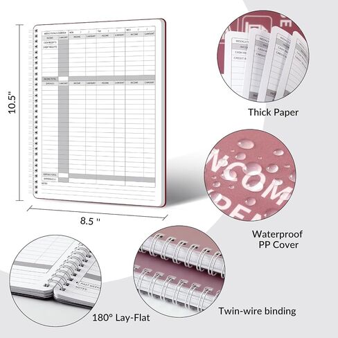 Income and Expense Log Book - Bookkeeping Record Book/Tracker/Small Business Ledger Book & Accounting, 8.5" x 10.5", Undated Record Book＆ Business Ledger, Durable Polypropylene Cover（Red) in Saudi Arabia