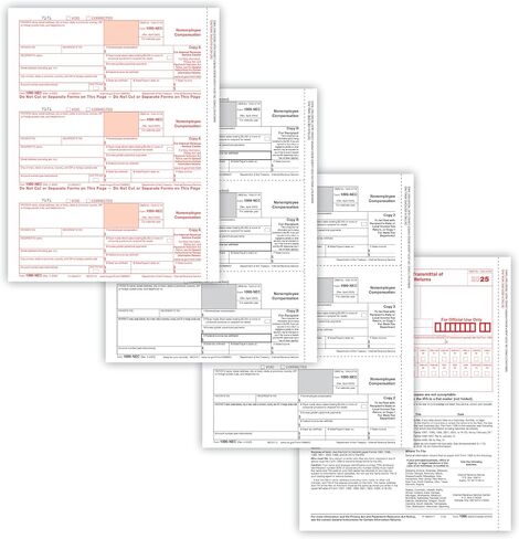 1099-NEC 4-Part ، 3-Up ، Mass Pysions Set (50 مستلم) in Saudi Arabia