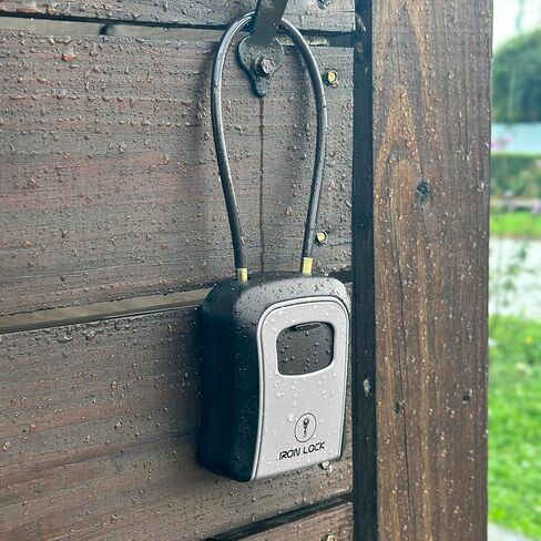 Iron Lock® - صندوق قفل المفاتيح قابل للنقل مع كابل قابل للإزالة، داخلي وخارجي، مقاوم للماء، مجموعة مكونة من 4 أرقام مع رمز قابل لإعادة الضبط مع صندوق قفل مفتاح A B للمفاتيح الاحتياطية الخارجية للوسطاء العقاريين in Kuwait