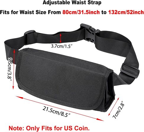 US Coin Holder Coin Dispenser, Fanny Pack with Banknote Waiters Purse Coin Sorter Coin Organizer, Black Coin Storage Bag with Belt for Waitress Server Collector Cashier Change in Kuwait