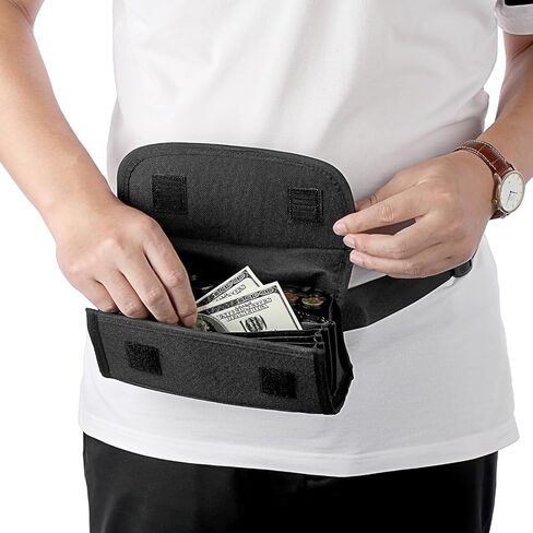 US Coin Holder Coin Dispenser, Fanny Pack with Banknote Waiters Purse Coin Sorter Coin Organizer, Black Coin Storage Bag with Belt for Waitress Server Collector Cashier Change in Kuwait