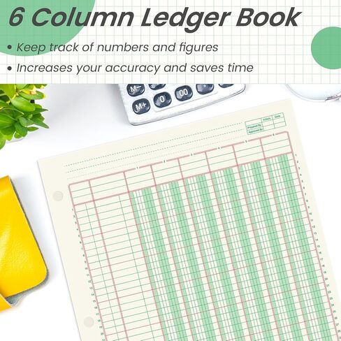 6 منصات 100 ورقة لوحة التحليل العمومي 3 عمود LEDGER 3 HOLE PUNCHENT LEDGER BOOK 8-1/2 × 11 ليدجر لوحة لوحة مزدوجة تنسيق PAD PAD LOMBOOND لوكالة مسك الدفاتر وبيانات (3 عمود LEDGER) in Kuwait