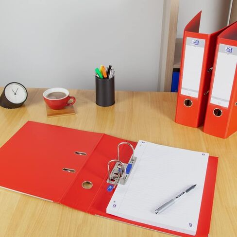 Oxford Smart Pro+ A4XL Lever Arch Files 80 MM العمود الفقري 2 حلقات البولي بروبيلين غطاء أحمر/أبيض/أسود من 3 in Saudi Arabia