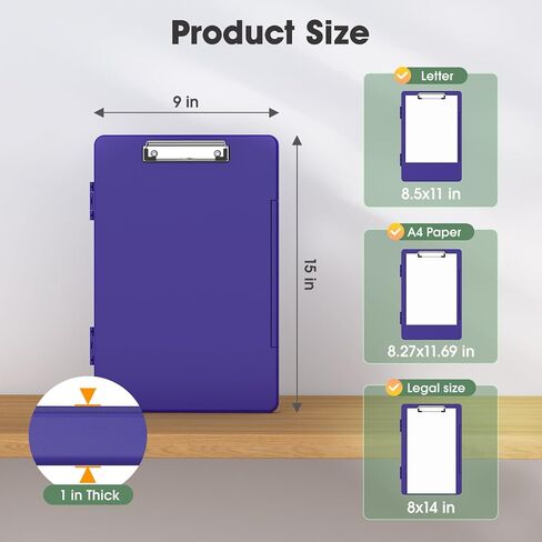 Legal Size Clipboard with Storage, High Capacity 8.5 x 14 Clip Board for Lawers, Folio & Side-Opening, Size 15 x 10 x 1.2 in, Blue in Saudi Arabia