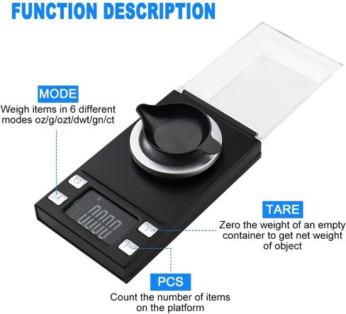 Milligram Scale 50g/0.001g,Precision Mini Carat Gram Scale for Powder Medicine,Jewelry,Gem,Reloading,Lab,Pocket Scale with Cal Weight,Professional Mg Scale with Tare,LCD Display,Powder Scoop in Saudi Arabia