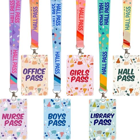Worldbazaar Terrazzo Tones Hall Pass Pass and School Passions مجموعة من 6 قاعة غير قابلة للكسر. in Kuwait