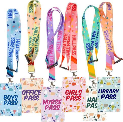 Worldbazaar Terrazzo Tones Hall Pass Pass and School Passions مجموعة من 6 قاعة غير قابلة للكسر. in Kuwait