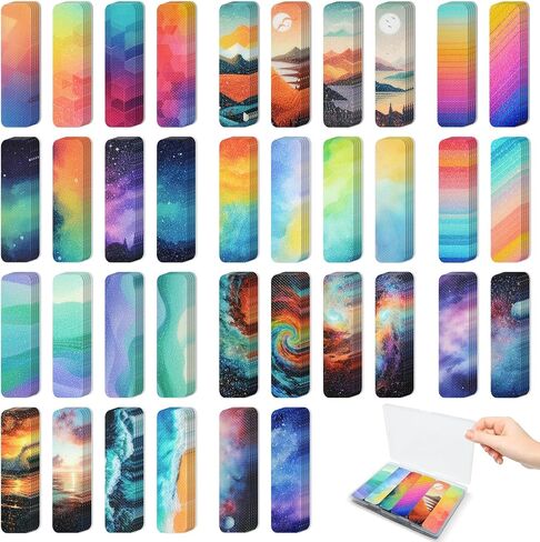 72 Pieces Anxiety Sensory Stickers with Storage Box - Calming Stickers for ADHD - 2 Textured Surface Adhesives - Sensory Strips for Office & Classroom Desk Relieve Adult & Teen Stress in Saudi Arabia