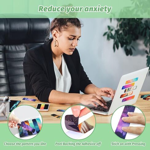 72 Pieces Anxiety Sensory Stickers with Storage Box - Calming Stickers for ADHD - 2 Textured Surface Adhesives - Sensory Strips for Office & Classroom Desk Relieve Adult & Teen Stress in Saudi Arabia