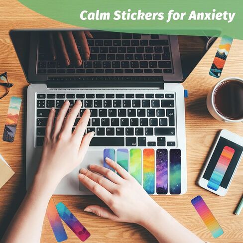 72 Pieces Anxiety Sensory Stickers with Storage Box - Calming Stickers for ADHD - 2 Textured Surface Adhesives - Sensory Strips for Office & Classroom Desk Relieve Adult & Teen Stress in Saudi Arabia