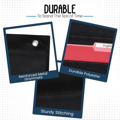 Essex Wares - 5 Pocket File Pocket Chart, Black, 14" Wide x 24" Tall - Versatile Wall Hanging File Folder Organizer for Classroom, Office, Home, and More - Wall Folder Organizer - 5 Pockets in Saudi Arabia