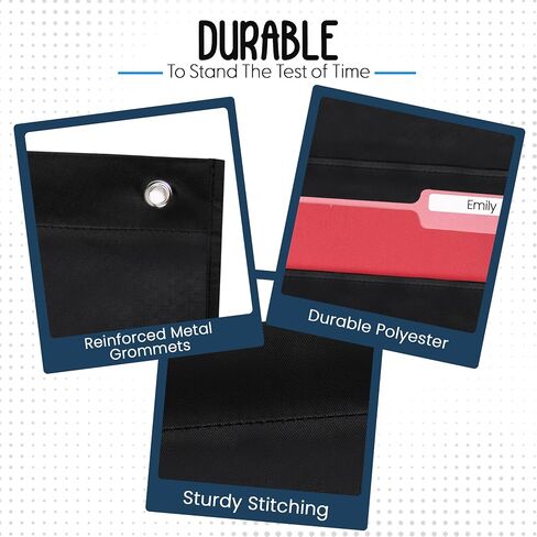 Essex Wares - 5 Pocket File Pocket Chart, Black, 14" Wide x 24" Tall - Versatile Wall Hanging File Folder Organizer for Classroom, Office, Home, and More - Wall Folder Organizer - 5 Pockets in Saudi Arabia