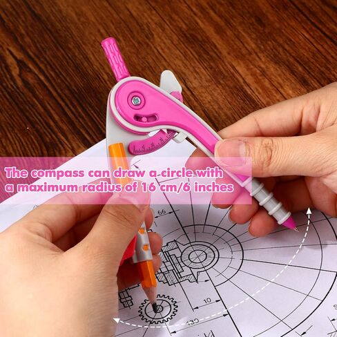 Zonon 1 Set Geometry Geometry Math Set 7 PCS تشمل 6 '' / 4 '' المنقلة ، والبوصلة الرسم ، وحاكم مثلث 45/60 ، 12 '' / 6 '' حاكم الرياضيات الشفافة للمستلزمات المكتبية (الوردي) in Kuwait