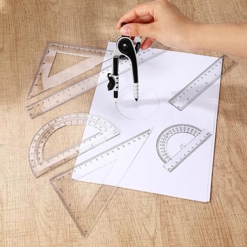 Zonon 1 Set Geometry Geometry Math Set 7 PCS تشمل 6 '' / 4 '' المنقلة ، والبوصلة الرسم ، وحاكم مثلث 45/60 ، 12 '' / 6 '' حاكم الرياضيات الشفافة للمستلزمات المكتبية (الوردي) in Kuwait