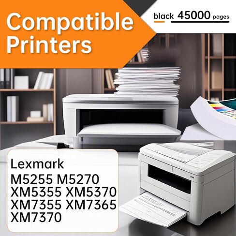 25B3074 High Livel Black Toner Cartridge (45،000 صفحة) - متوافقة مع Lexmark M5255 M5270 XM5355 XM5370 XM7355 XM7365 XM7370 PRINTERS (مع رقاقة) in Kuwait