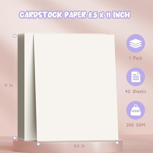 40 ورقة ورقة البطاقات الورقية 8.5 × 11 ، ورقة طابعة بطاقة العاج 8.5x11 ، Off White Card Stock Paper 8.5 × 11 ، 200 GSM ورقة بناء لبطاقات DIY ، بطاقات المعايدة ، دعوات الزفاف in Kuwait