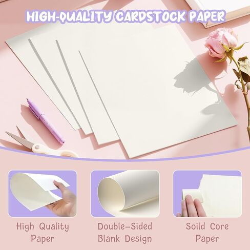 40 ورقة ورقة البطاقات الورقية 8.5 × 11 ، ورقة طابعة بطاقة العاج 8.5x11 ، Off White Card Stock Paper 8.5 × 11 ، 200 GSM ورقة بناء لبطاقات DIY ، بطاقات المعايدة ، دعوات الزفاف in Kuwait