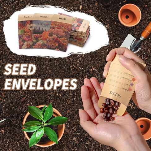 200 Pcs Seed Envelopes, Seed Packets Self-adhesive Sealing Small Seed Saving Envelopes for Storage, 2x3 Inch Brown Kraft Paper Collecting Bags for Flower Vegetable Seeds Organizer in Saudi Arabia