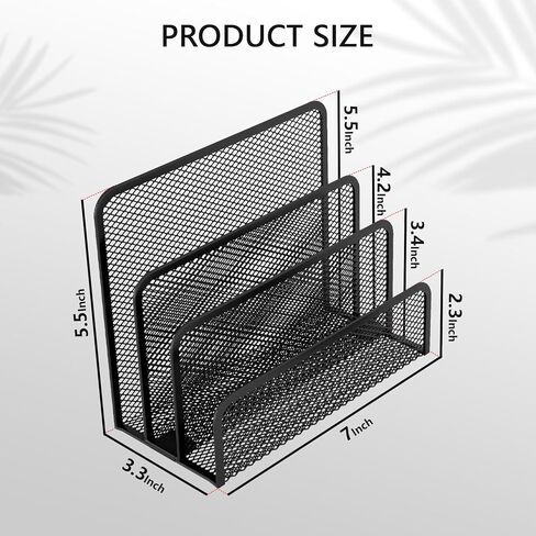 MESH MAIL Organizer 3 SLOT MAIL SORTER FOR MESH MESH LETTER SARTER حامل ملف لمستندات المكتب المنزلي والأظرف ومجموعة حامل مشبك ورق البطاقات البريدية (أسود) in Kuwait