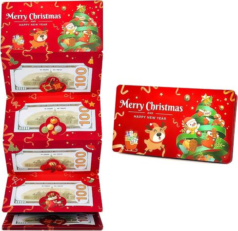 Christmas Money Holders, Cash Gift Card Holders Xmas With 10 Slots Christmas Gift For Men Women Girls Boys, Surprise Money Envelopes, Red in Saudi Arabia