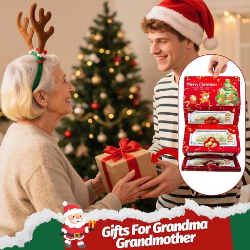 Christmas Money Holders, Cash Gift Card Holders Xmas With 10 Slots Christmas Gift For Men Women Girls Boys, Surprise Money Envelopes, Red in Saudi Arabia
