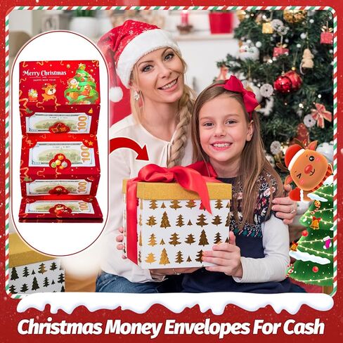 Christmas Money Holders, Cash Gift Card Holders Xmas With 10 Slots Christmas Gift For Men Women Girls Boys, Surprise Money Envelopes, Red in Saudi Arabia