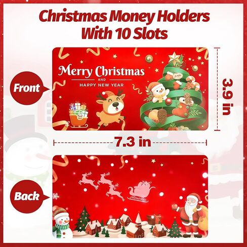 Christmas Money Holders, Cash Gift Card Holders Xmas With 10 Slots Christmas Gift For Men Women Girls Boys, Surprise Money Envelopes, Red in Saudi Arabia