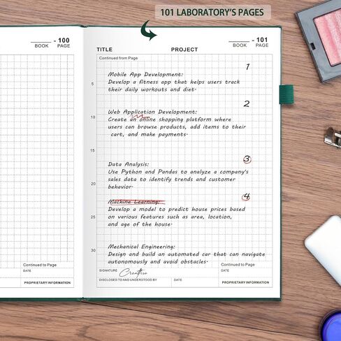 دفتر مختبر Jubtic لتنظيم المشروع - دفتر Notebook Paper Notebook الكربون - البقاء منظمًا ومنتجًا - (8.5 "× 11" ، أسود) in Kuwait