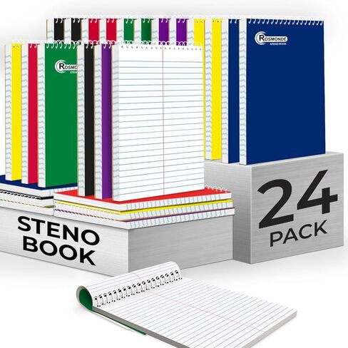 Steno Pads Spiral 6x9 12 Pack ، Gregg يحكم Pad Steno ، وألوان متنوعة ، 80 ورقة (160 صفحة) طويلة الأمد ، حزمة B2B القيمة السائبة ، أكفات الملاحظات السائبة Top STENO للمكتب والمنزل in Kuwait