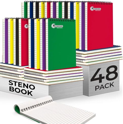 Steno Pads Spiral 6x9 12 Pack ، Gregg يحكم Pad Steno ، وألوان متنوعة ، 80 ورقة (160 صفحة) طويلة الأمد ، حزمة B2B القيمة السائبة ، أكفات الملاحظات السائبة Top STENO للمكتب والمنزل in Kuwait