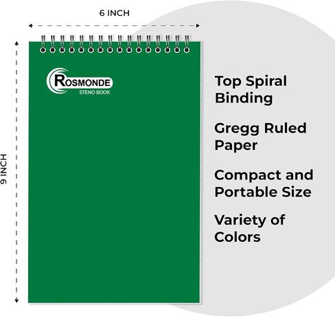 Steno Pads Spiral 6x9 12 Pack ، Gregg يحكم Pad Steno ، وألوان متنوعة ، 80 ورقة (160 صفحة) طويلة الأمد ، حزمة B2B القيمة السائبة ، أكفات الملاحظات السائبة Top STENO للمكتب والمنزل in Kuwait