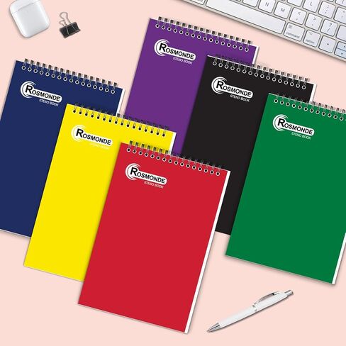 Steno Pads Spiral 6x9 12 Pack ، Gregg يحكم Pad Steno ، وألوان متنوعة ، 80 ورقة (160 صفحة) طويلة الأمد ، حزمة B2B القيمة السائبة ، أكفات الملاحظات السائبة Top STENO للمكتب والمنزل in Kuwait