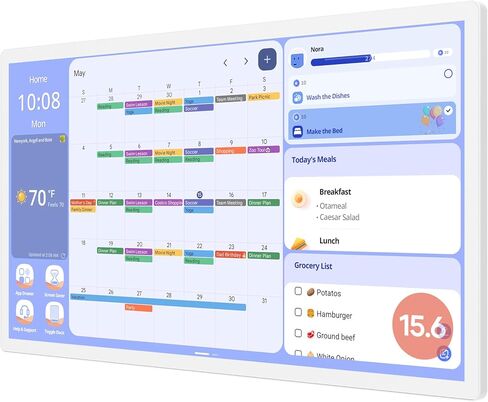 Cozyla Digital Calendar+ 2: 15.6 '' Wall Planner Touch Screen Chore Chart تخصيص تقويم إلكتروني ذكي لجداول الأسرة لدعم مخطط الوجبات مع متجر الحائط الأبيض in Kuwait