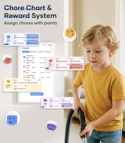 Cozyla Digital Calendar+ 2: 15.6 '' Wall Planner Touch Screen Chore Chart تخصيص تقويم إلكتروني ذكي لجداول الأسرة لدعم مخطط الوجبات مع متجر الحائط الأبيض in Kuwait