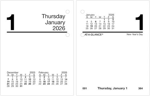 AT-A-GLANCE 2026 CALENDAR CALENDAR DELLENDAR ، يوميًا ، 3 "× 3-3/4" ، مصغرة ، فضفاضة (E9195026) in Saudi Arabia