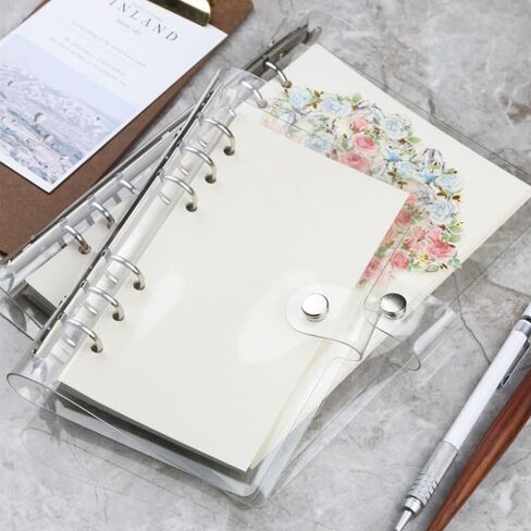 SICCOMA A5 6-Ring Leaf Binder Cover PVC GLITTER A5 COVER COVER BINDER BINDER RIGHBOOD SHELL (6.7 "x9.2") لصفحات مخطط الدائرة المستديرة (الورق الداخلي غير مدرج) in Saudi Arabia