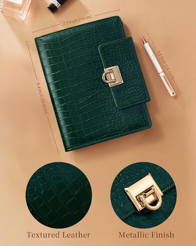 EGOSUNNY® A5 Undated Planner – 5.8" x 8.3" Crocodile-Textured Leather Cover, Refillable 6-Ring Binder with 80 Sheets, Dividers & Metal Ballpoint Pen - Journal Organizer for Work, School & Personal Use in Kuwait