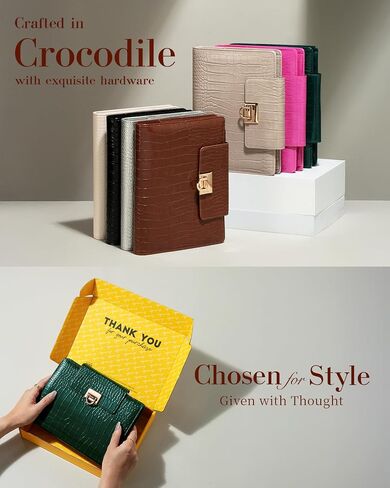 EGOSUNNY® A5 Undated Planner – 5.8" x 8.3" Crocodile-Textured Leather Cover, Refillable 6-Ring Binder with 80 Sheets, Dividers & Metal Ballpoint Pen - Journal Organizer for Work, School & Personal Use in Kuwait