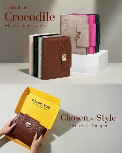 EGOSUNNY® A5 Undated Planner – 5.8" x 8.3" Crocodile-Textured Leather Cover, Refillable 6-Ring Binder with 80 Sheets, Dividers & Metal Ballpoint Pen - Journal Organizer for Work, School & Personal Use in Kuwait