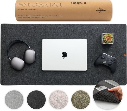 Nordik Large Felt Desk Mat – Timber Moss Green – 35 x 17 inch – Computer Desk Mat – Keyboard and Mouse Pad – Large Desktop Felt Pad in Kuwait
