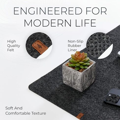 Nordik Large Felt Desk Mat – Timber Moss Green – 35 x 17 inch – Computer Desk Mat – Keyboard and Mouse Pad – Large Desktop Felt Pad in Kuwait