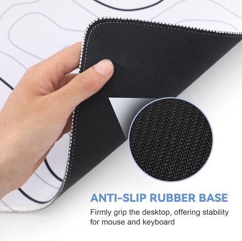 Mouse Pad Gaming Mousepad 31.5 x 11.8in Large Mouse Pad for Keyboard and Mouse with Anti-Slip Rubber Base, Keyboard Pad XL Mouse Mat for Home and Office（Black with White Topographic Line） in Saudi Arabia