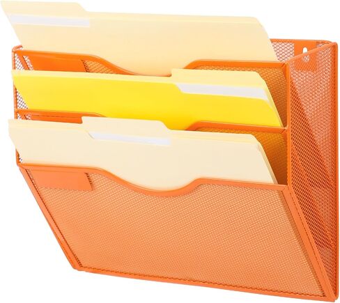 EASEPRES 5 Pocket Mesh Hanging Wall File Organizer, Wall Mounted Mail Paper Document Folder Holder, Clipboard Storage Organization Magazine Rack with Nametag Label for Office Home School, Black in Kuwait