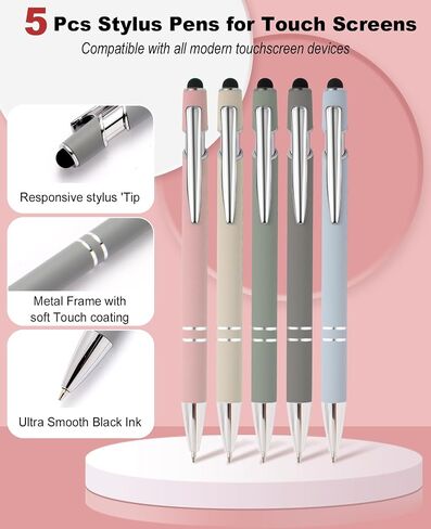 39PCS Aesthetic School Supplies with Cute Pencil Case, 5X Ballpoint Pens with Stylus Tip, 12X Pastel Highlighters, 6X Mechanical Pencil Set 0.5 & 0.7mm, Suit for Stationary College Essentials in Kuwait