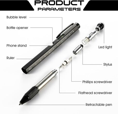 Christmas Gifts Stocking Stuffers for Men,Multitool Pen 9 in 1 Innovative Gift for Men,with LED Light,Ruler, Stylus,Bubble Level,Screwdrivers,Unique Gifts Gadgets for Him,Boyfriend,Husband in Saudi Arabia