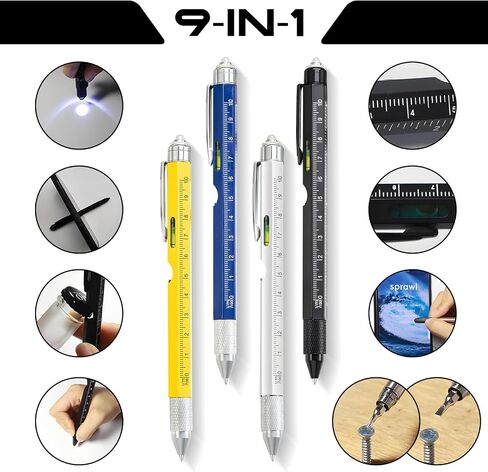 Christmas Gifts Stocking Stuffers for Men,Multitool Pen 9 in 1 Innovative Gift for Men,with LED Light,Ruler, Stylus,Bubble Level,Screwdrivers,Unique Gifts Gadgets for Him,Boyfriend,Husband in Saudi Arabia